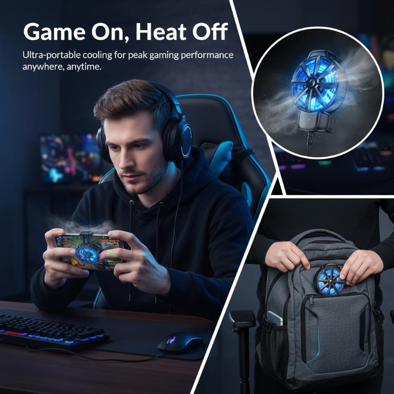 Essential Gaming Accessories - Ventilador Portátil para Celular com Resfriamento
