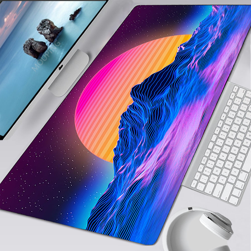 Gaming Accessories For Your Desk - Vaporwave mousepad retrowave/synthwave 900x400 mouse pad